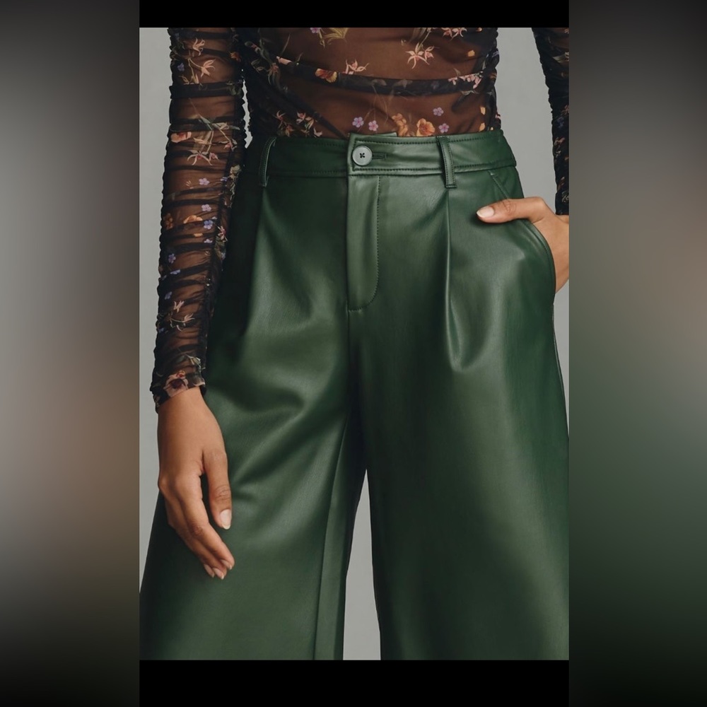 NWT Anthropologie Faux Leader Wide -Leg Culottes - Picture 2 of 9